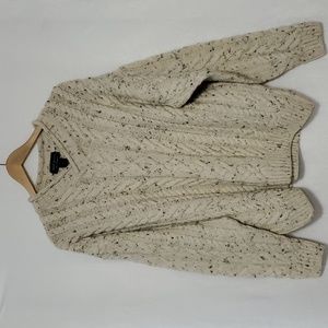 Paul James 100% Pure Wool Cable Knit V-Neck Sweater Size M